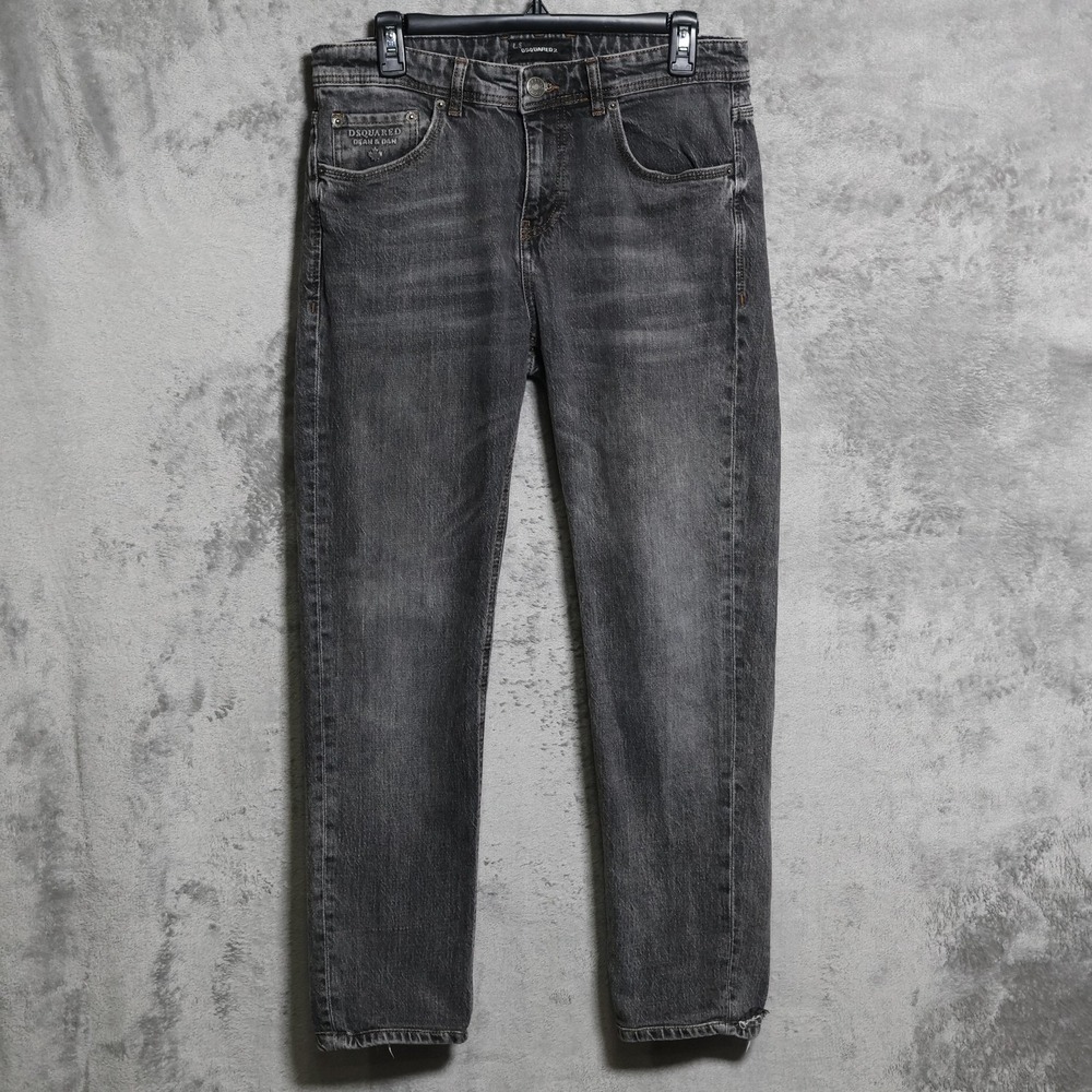 Dsquared2 Jeans Mens 31x28 Gray Slim Tapered Charcoal Wash Distressed DSQ 1417
